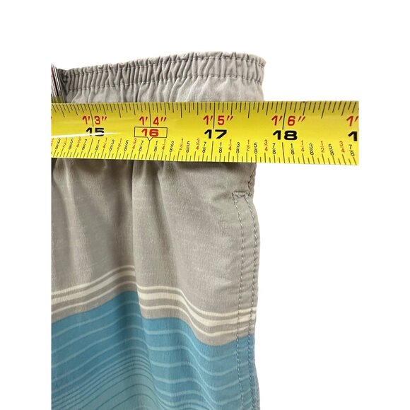 🌸3/$15🌸Blue and Gray Striped Men's Swim Shorts with Zipper Pocket sz XL - Picture 5 of 6